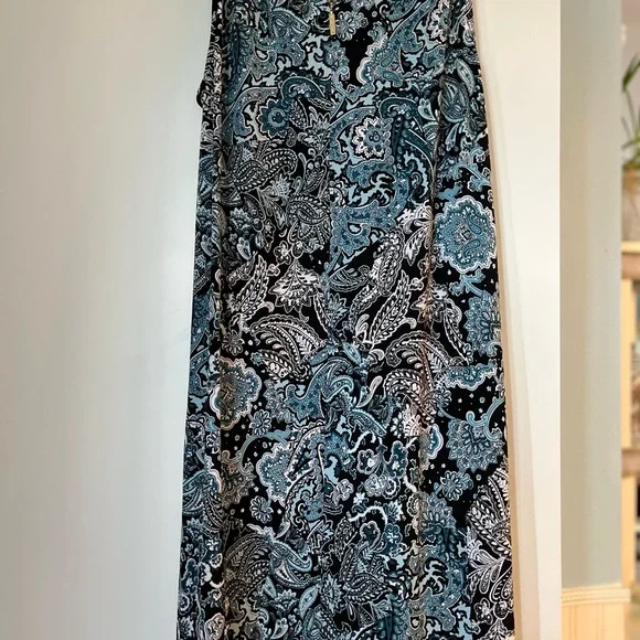 Michael Kors Black, Teal & White Paisley Sleeveless Dress - Picture 4 of 5